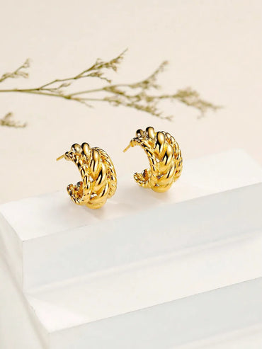 1 Pair Simple Style Commute Solid Color Plating Stainless Steel 18k Gold Plated Ear Studs