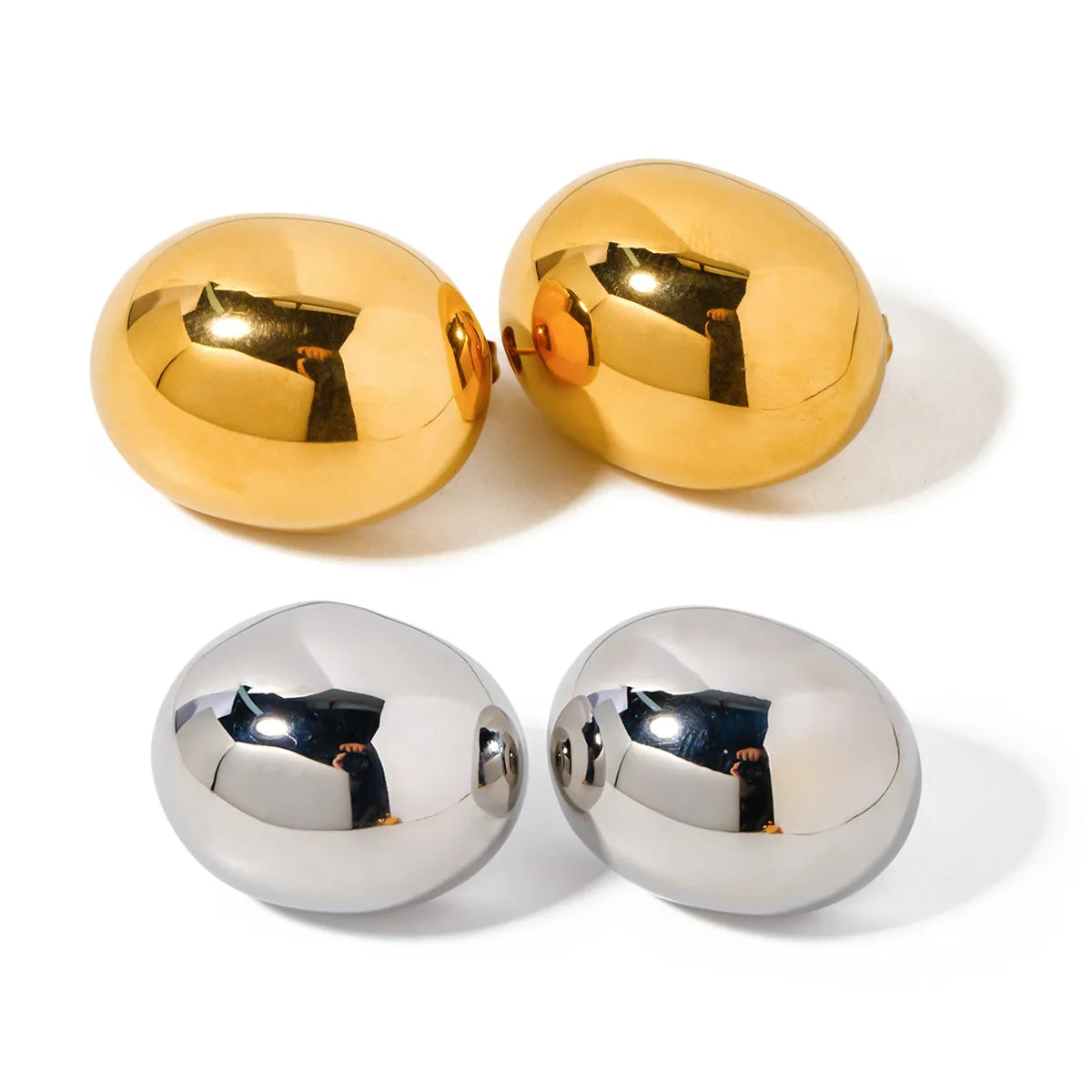 1 Pair Simple Style Commute Solid Color Plating Stainless Steel 18k Gold Plated Ear Studs