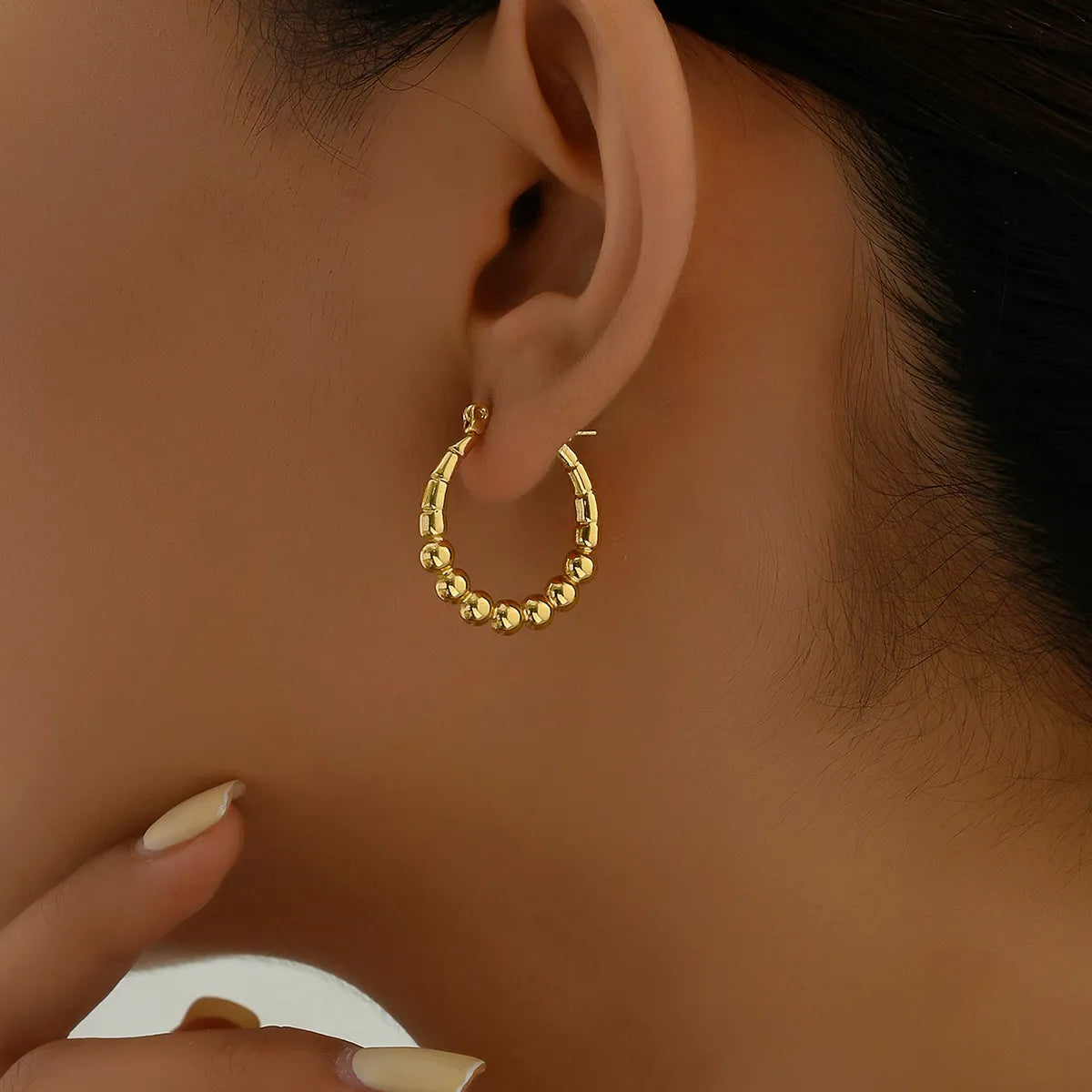 1 Pair Simple Style Commute Solid Color Plating Stainless Steel 18k Gold Plated Earrings