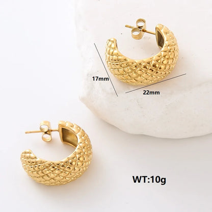 1 Pair Simple Style Commute Solid Color Plating 304 Stainless Steel 18K Gold Plated Ear Studs