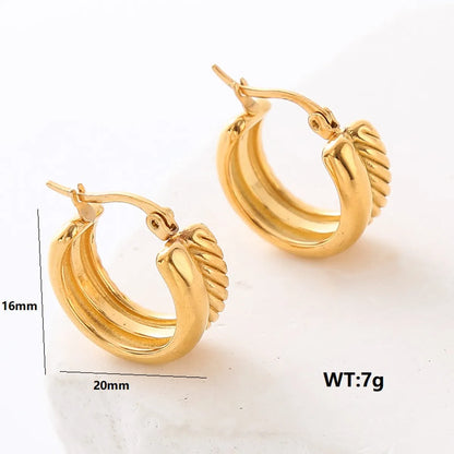 1 Pair Simple Style Commute Solid Color Plating 304 Stainless Steel 18K Gold Plated Ear Studs