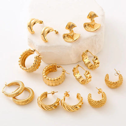 1 Pair Simple Style Commute Solid Color Plating Stainless Steel 24k Gold Plated Ear Studs