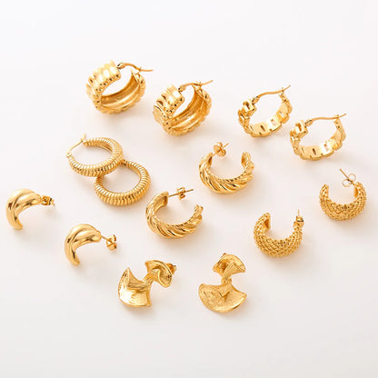 1 Pair Simple Style Commute Solid Color Plating Stainless Steel 24k Gold Plated Ear Studs