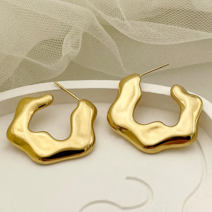 1 Pair Simple Style Commute Solid Color Plating Stainless Steel Gold Plated Earrings