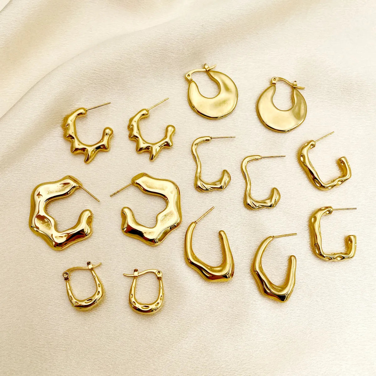 1 Pair Simple Style Commute Solid Color Plating Stainless Steel Gold Plated Earrings