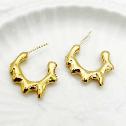 1 Pair Simple Style Commute Solid Color Plating Stainless Steel Gold Plated Earrings