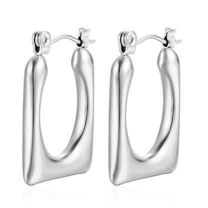 1 Pair Simple Style Commute Solid Color Plating 201 Stainless Steel 18K Gold Plated Earrings