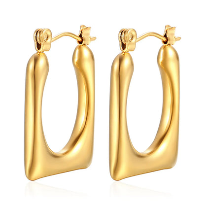 1 Pair Simple Style Commute Solid Color Plating 201 Stainless Steel 18K Gold Plated Earrings