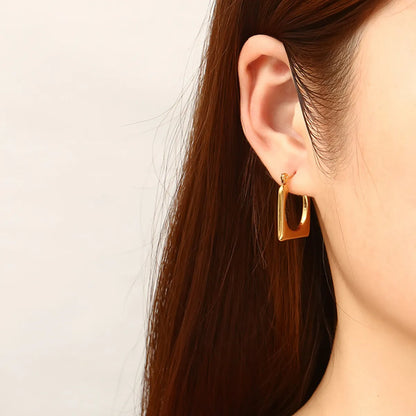 1 Pair Simple Style Commute Solid Color Plating 201 Stainless Steel 18K Gold Plated Earrings