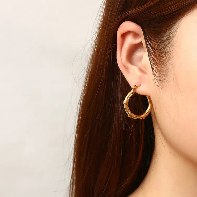 1 Pair Simple Style Commute Solid Color Plating 201 Stainless Steel 18K Gold Plated Earrings