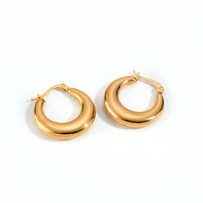 1 Pair Simple Style Commute Solid Color Plating Stainless Steel Gold Plated Earrings