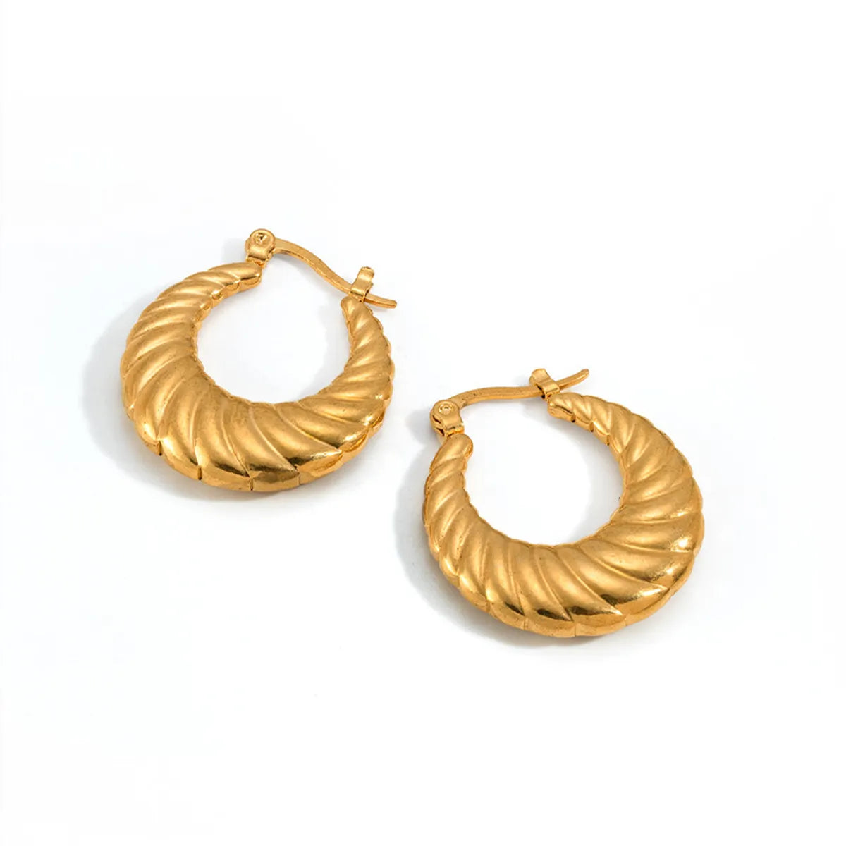 1 Pair Simple Style Commute Solid Color Plating Stainless Steel Gold Plated Earrings