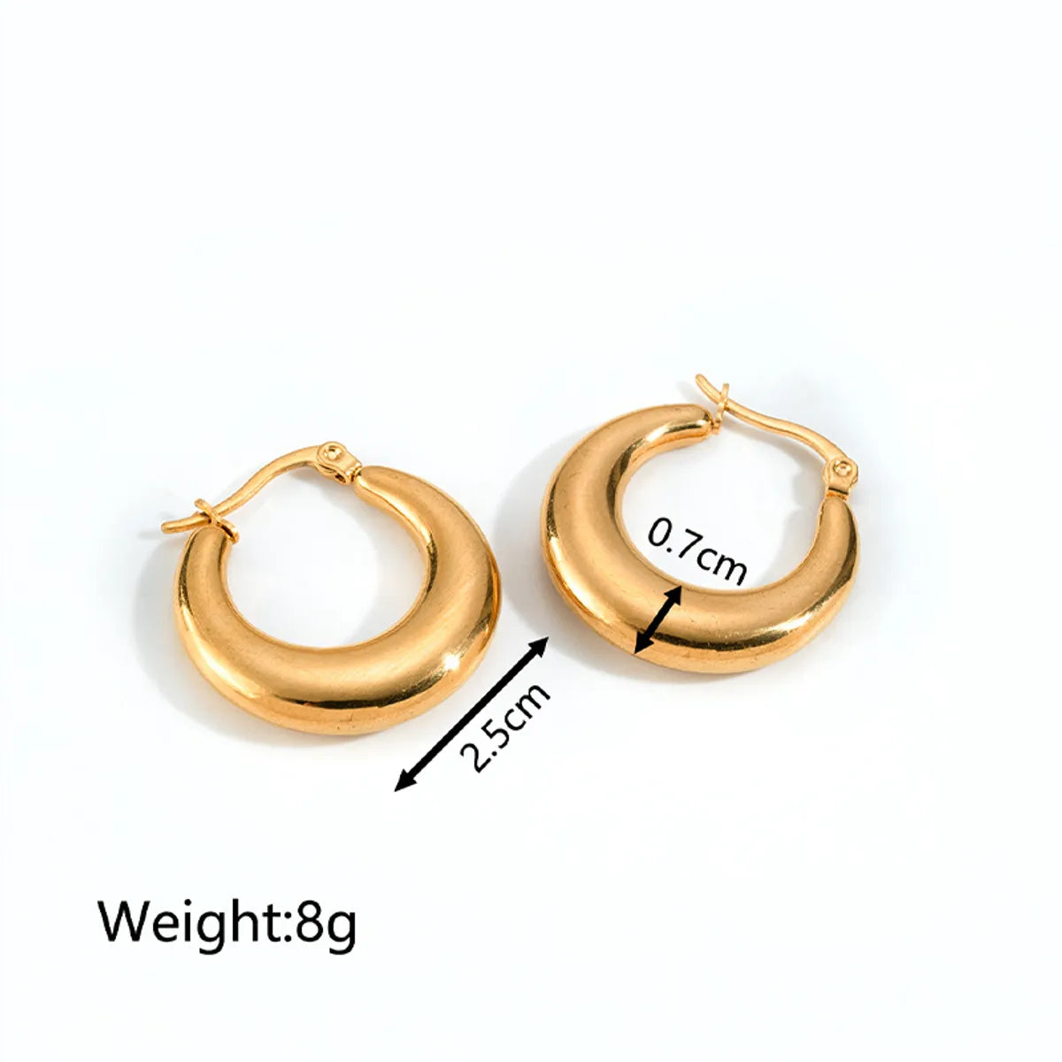 1 Pair Simple Style Commute Solid Color Plating Stainless Steel Gold Plated Earrings