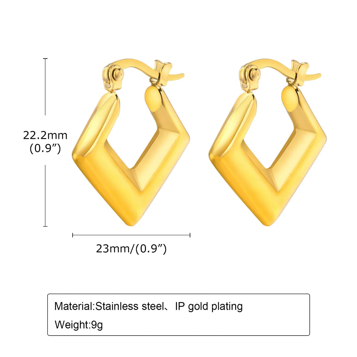 1 Pair Simple Style Commute Solid Color Plating Stainless Steel Gold Plated Earrings