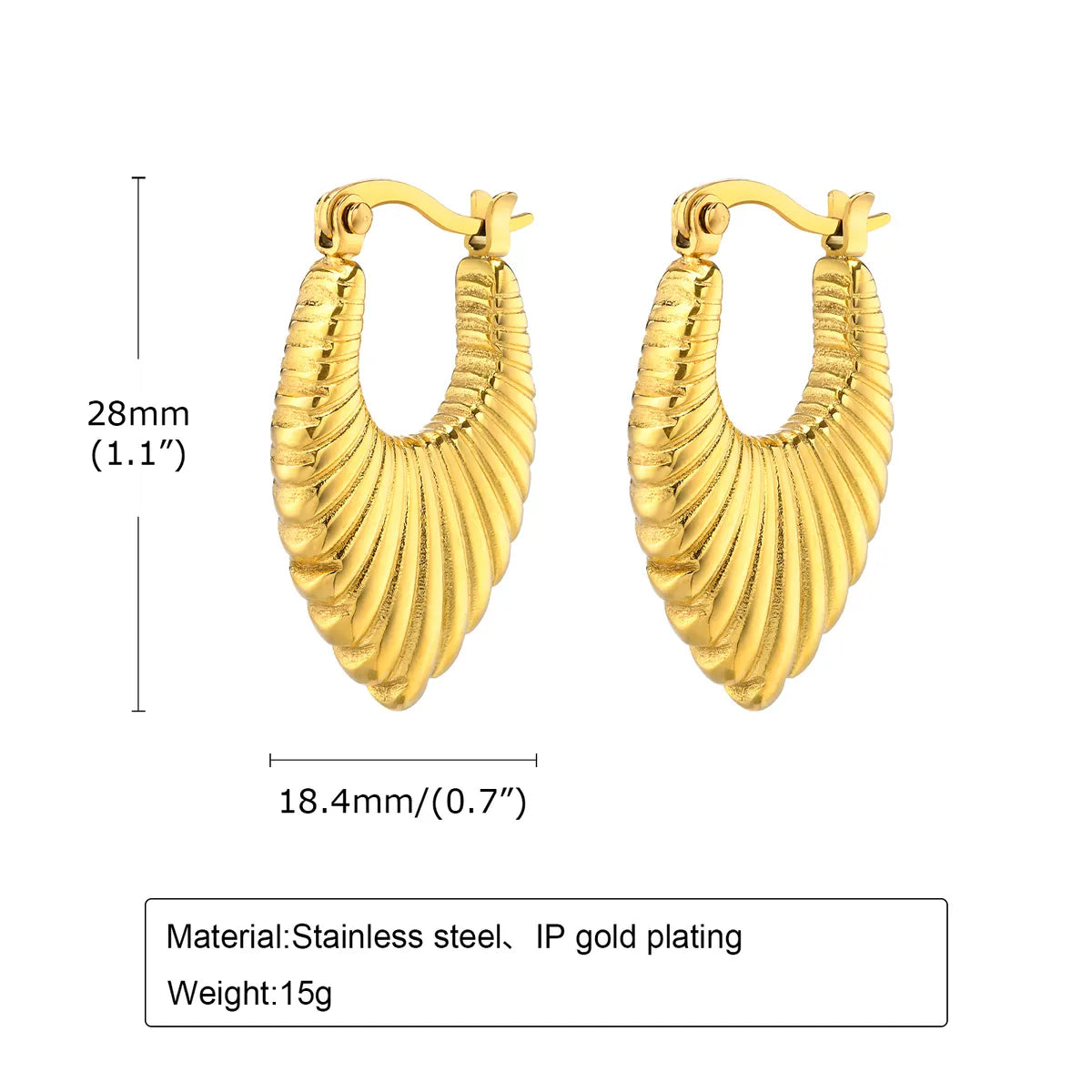 1 Pair Simple Style Commute Solid Color Plating Stainless Steel Gold Plated Earrings