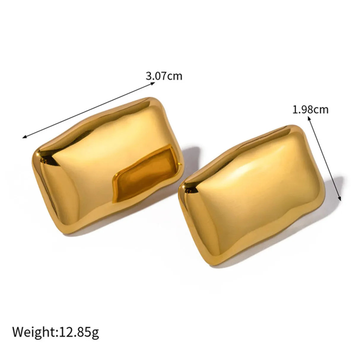 1 Pair Simple Style Commute Solid Color Plating Stainless Steel Titanium Steel 18k Gold Plated Gold Plated Ear Studs