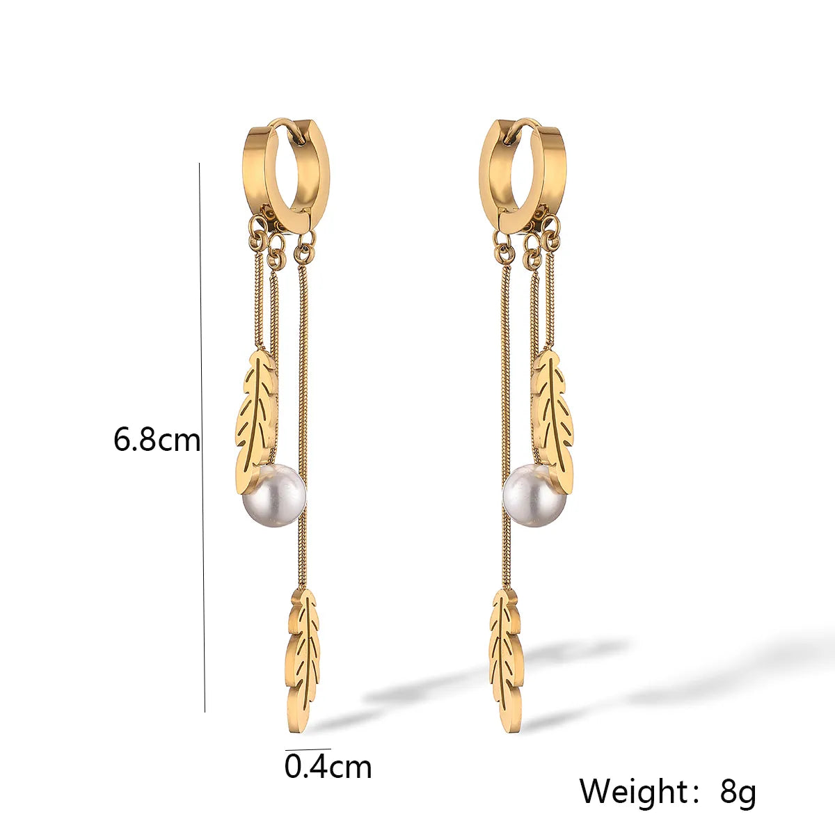 1 Pair Simple Style Commute Solid Color Plating Titanium Steel 18k Gold Plated Drop Earrings