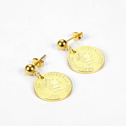 1 Pair Simple Style Commute Solid Color Plating Titanium Steel Gold Plated Drop Earrings