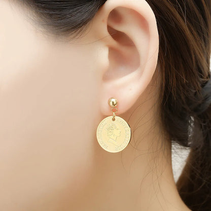 1 Pair Simple Style Commute Solid Color Plating Titanium Steel Gold Plated Drop Earrings