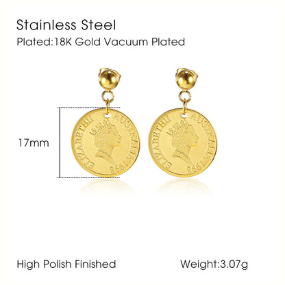 1 Pair Simple Style Commute Solid Color Plating Titanium Steel Gold Plated Drop Earrings