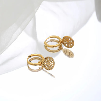 1 Pair Simple Style Commute Solid Color Plating 304 Stainless Steel 18K Gold Plated Drop Earrings