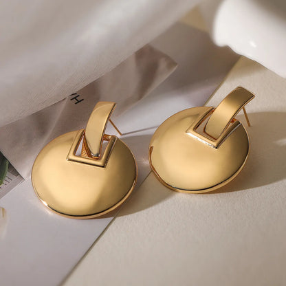 1 Pair Simple Style Commute Square Plating Copper 18k Gold Plated Drop Earrings