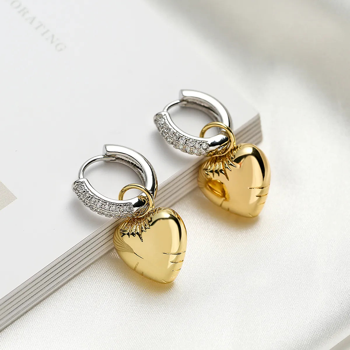 1 Pair Simple Style Commute Star Heart Shape Enamel Plating Inlay Copper Zircon 18k Gold Plated Drop Earrings