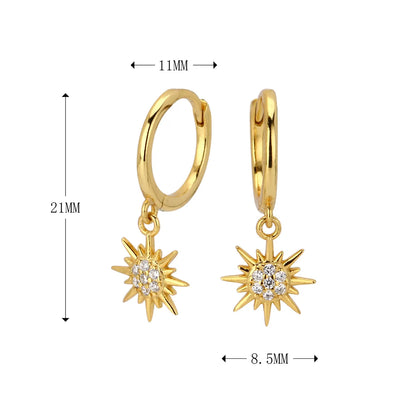 1 Pair Simple Style Commute Star Inlay Sterling Silver Zircon Drop Earrings