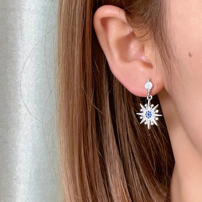 1 Pair Simple Style Commute Star Moon Plating Inlay Copper Zircon White Gold Plated Drop Earrings