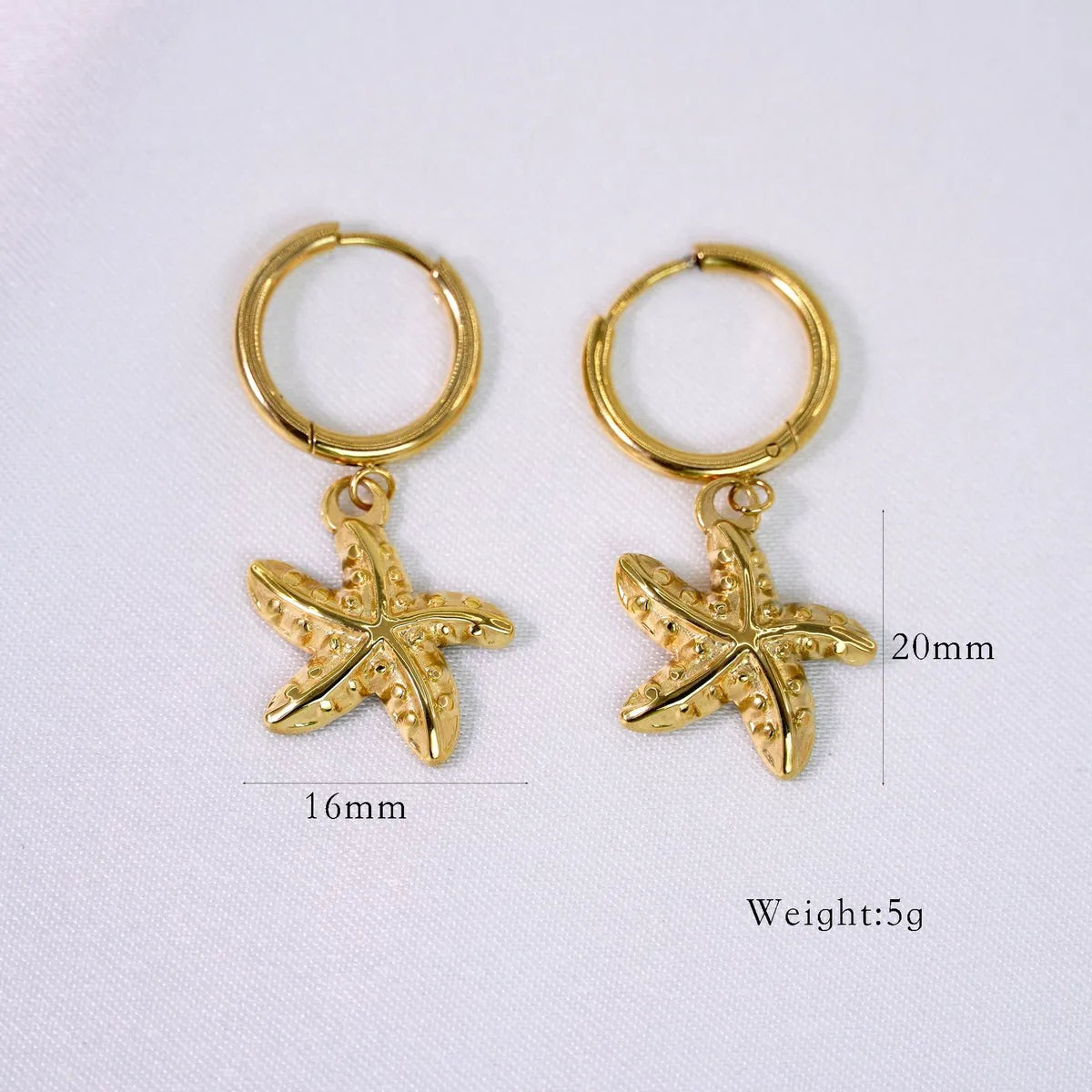 1 Pair Simple Style Commute Starfish Shell 304 Stainless Steel 14K Gold Plated Drop Earrings