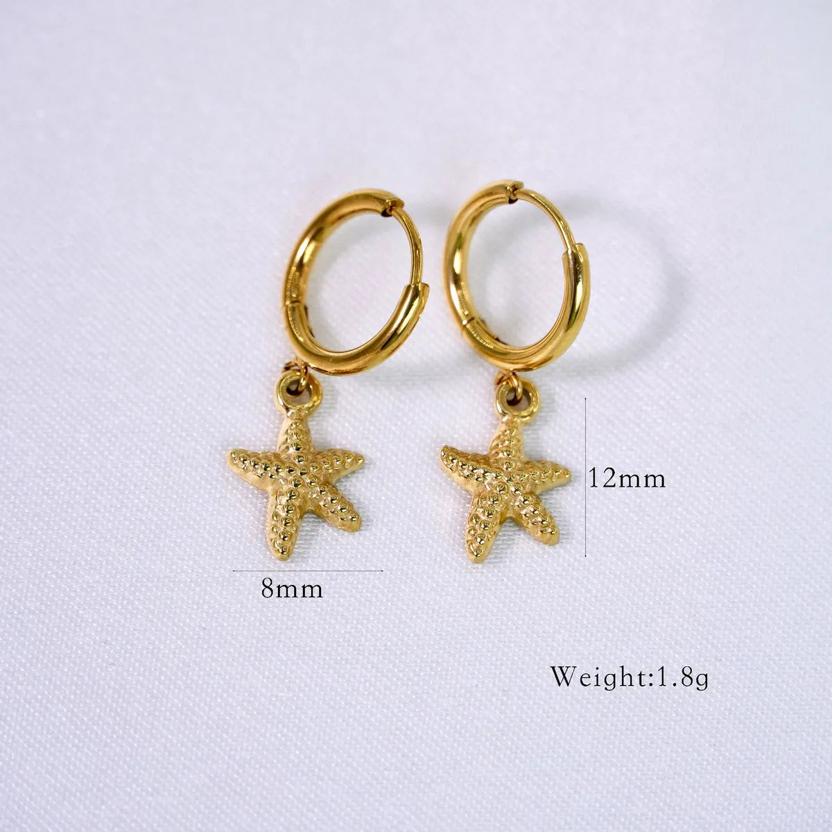 1 Pair Simple Style Commute Starfish Shell 304 Stainless Steel 14K Gold Plated Drop Earrings