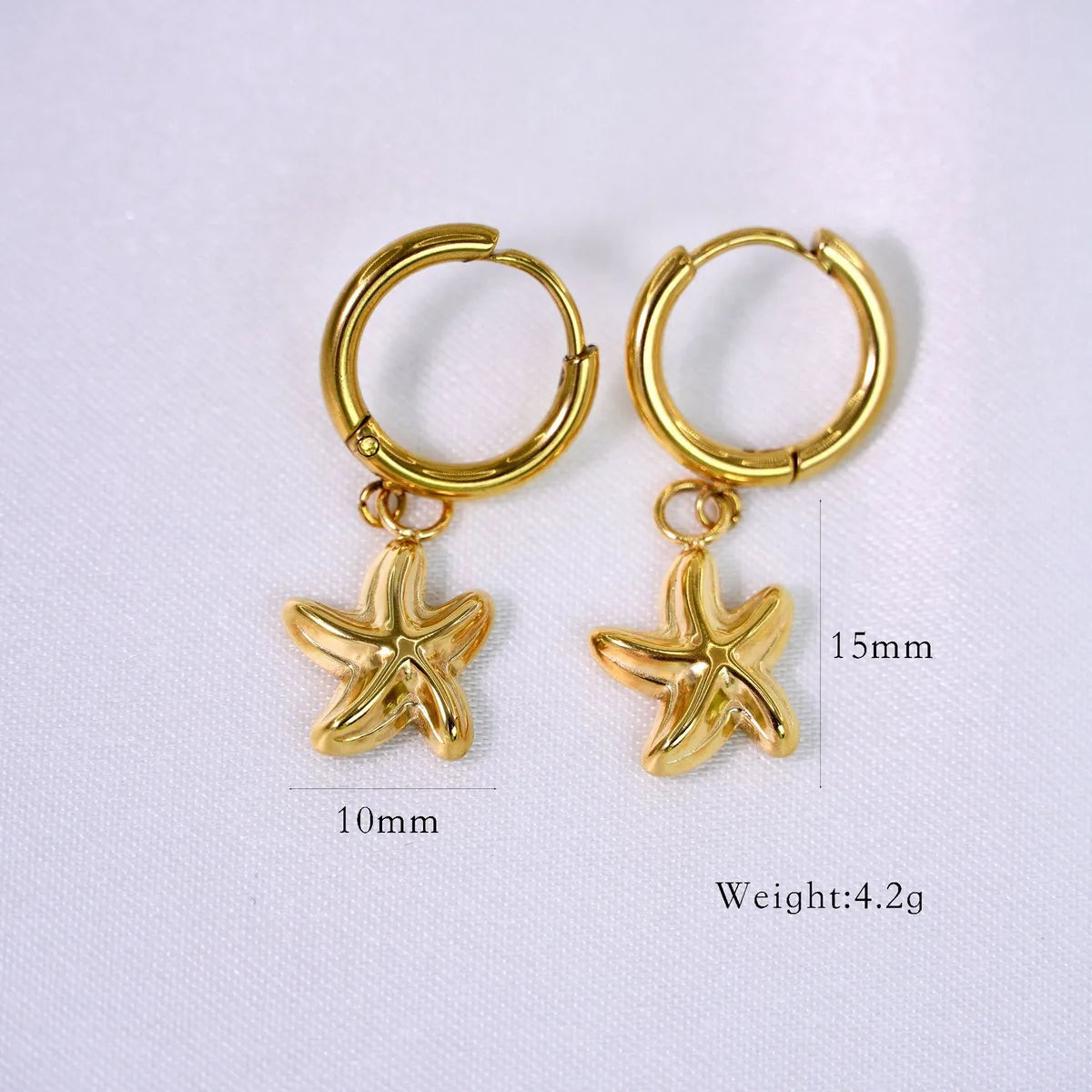 1 Pair Simple Style Commute Starfish Shell 304 Stainless Steel 14K Gold Plated Drop Earrings