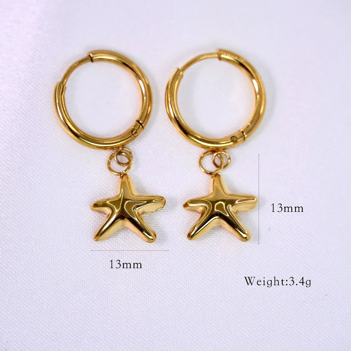 1 Pair Simple Style Commute Starfish Shell 304 Stainless Steel 14K Gold Plated Drop Earrings