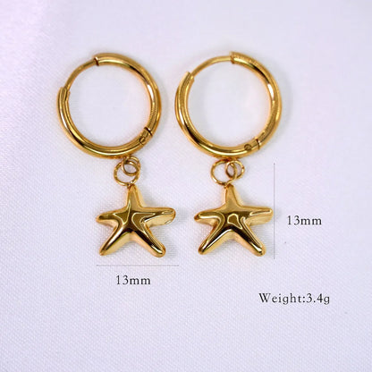 1 Pair Simple Style Commute Starfish Shell 304 Stainless Steel 14K Gold Plated Drop Earrings