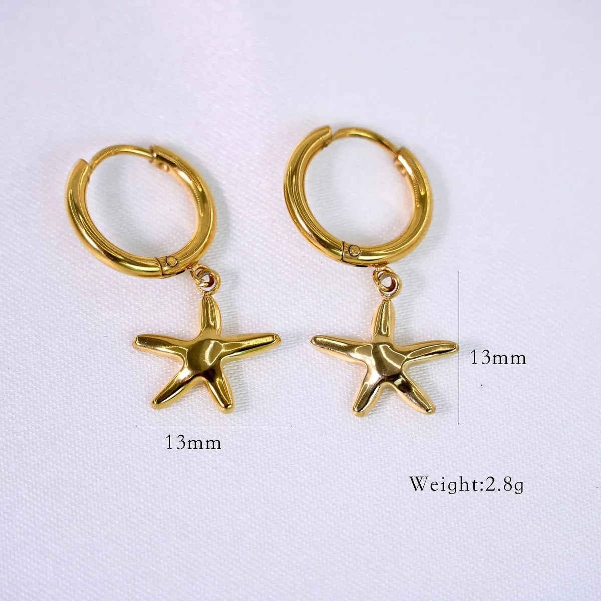 1 Pair Simple Style Commute Starfish Shell 304 Stainless Steel 14K Gold Plated Drop Earrings