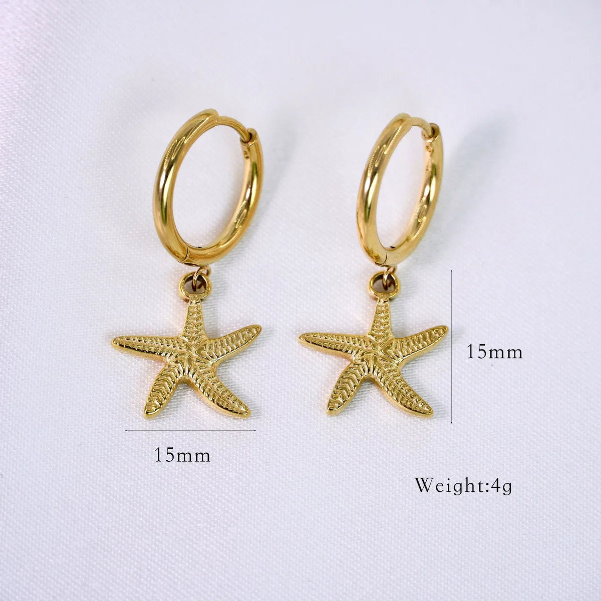 1 Pair Simple Style Commute Starfish Shell 304 Stainless Steel 14K Gold Plated Drop Earrings