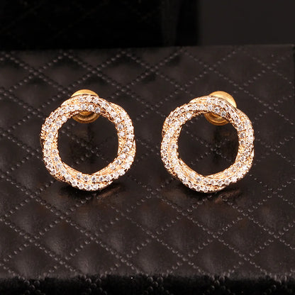 1 Pair Simple Style Commute Twist Polishing Plating Inlay Copper Zircon Ear Studs