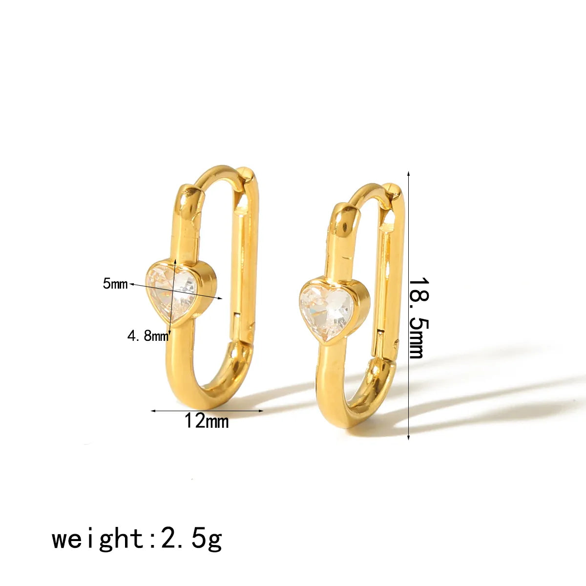 1 Pair Simple Style Commute U Shape Plating Inlay Stainless Steel Zircon 18k Gold Plated Earrings