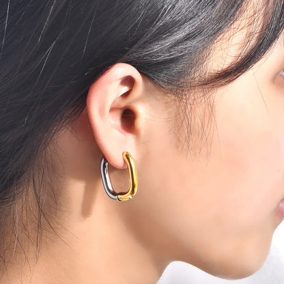 1 Pair Simple Style Commute U Shape Plating Titanium Steel Earrings