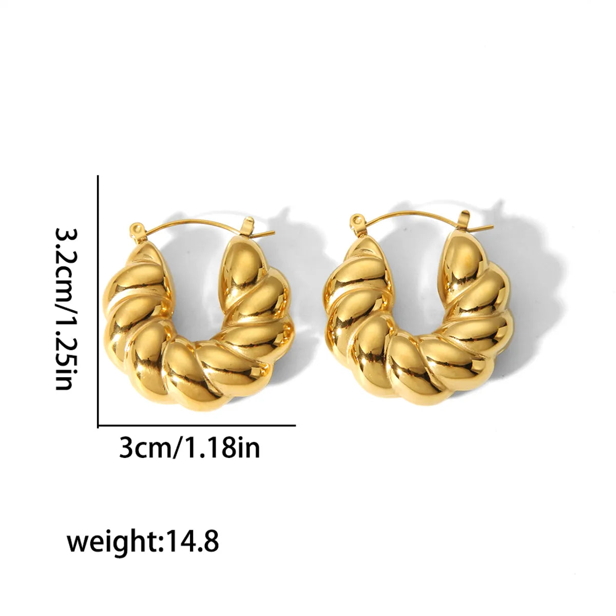 1 Pair Simple Style Commute U Shape Polishing Plating Stainless Steel 18k Gold Plated Earrings