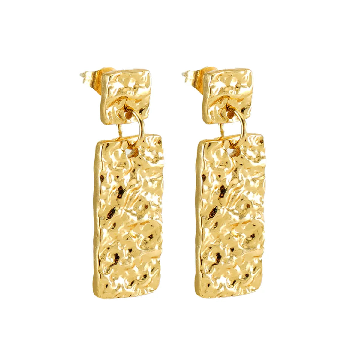 1 Pair Simple Style Commute U Shape Rectangle Polishing Plating Stainless Steel 18k Gold Plated Drop Earrings