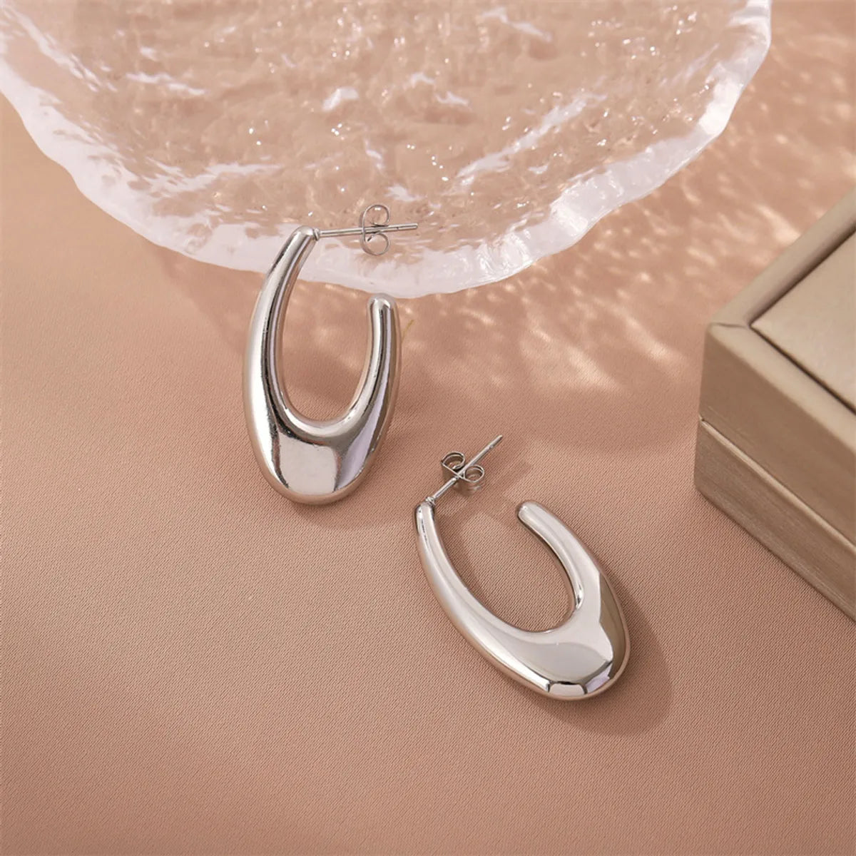 1 Pair Simple Style Commute U Shape Stainless Steel Ear Studs