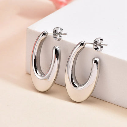 1 Pair Simple Style Commute U Shape Stainless Steel Ear Studs