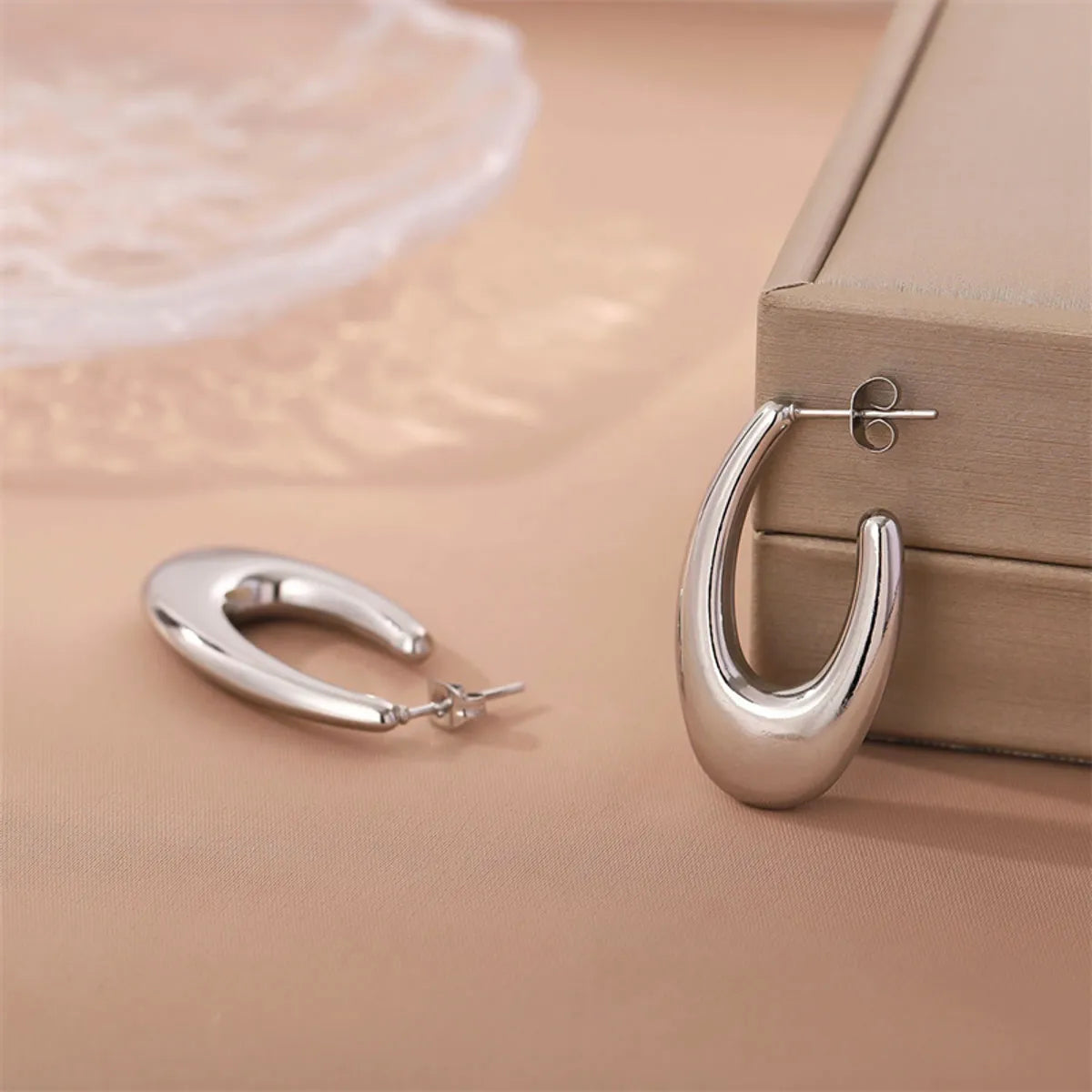 1 Pair Simple Style Commute U Shape Stainless Steel Ear Studs