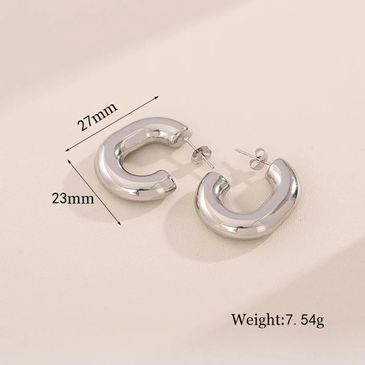 1 Pair Simple Style Commute U Shape Stainless Steel Ear Studs