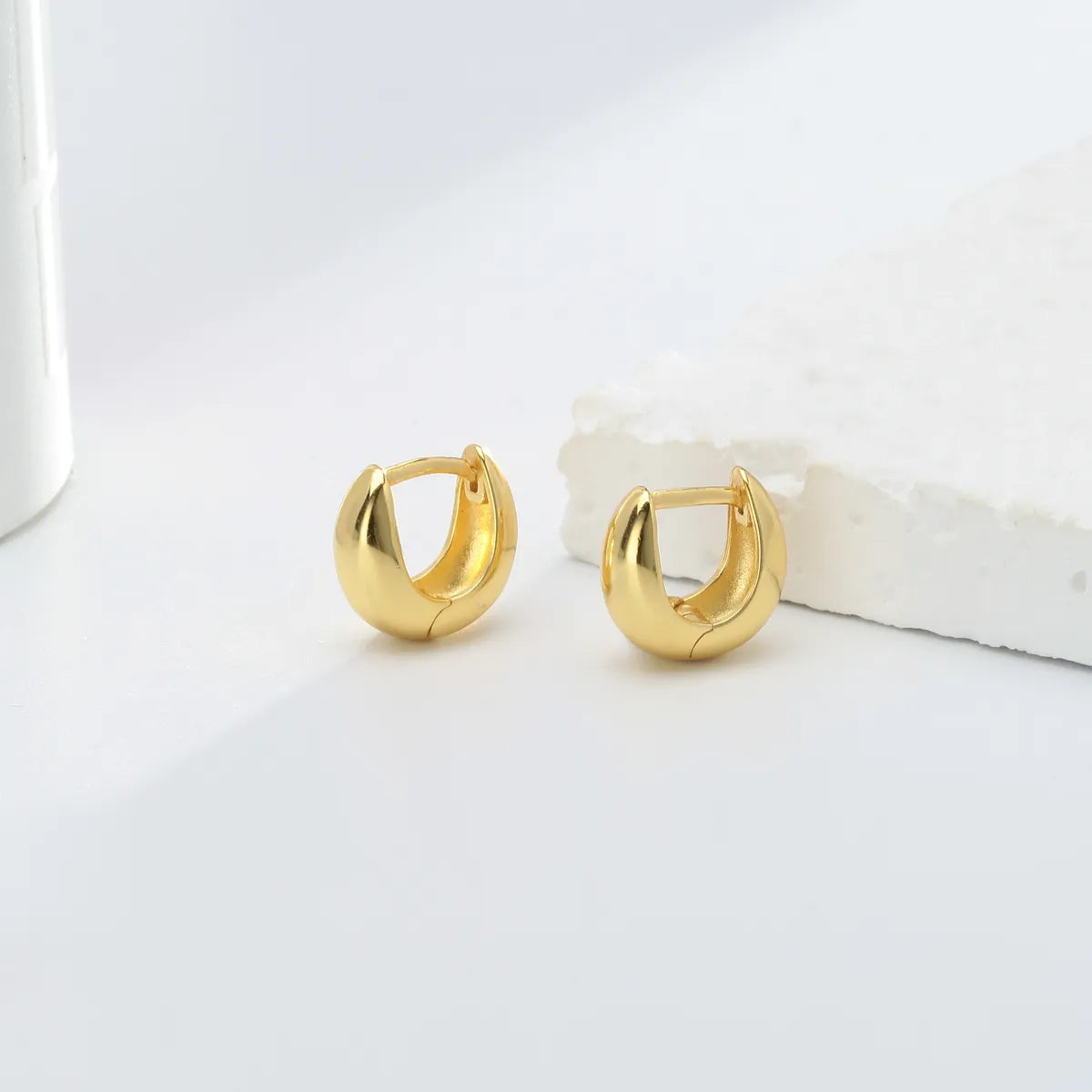 1 Pair Simple Style Commute U Shape Plating Sterling Silver White Gold Plated Gold Plated Earrings