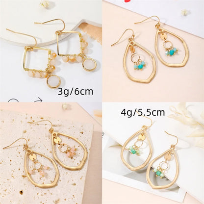 1 Pair Simple Style Commute Water Droplets Beaded Artificial Crystal Copper Drop Earrings