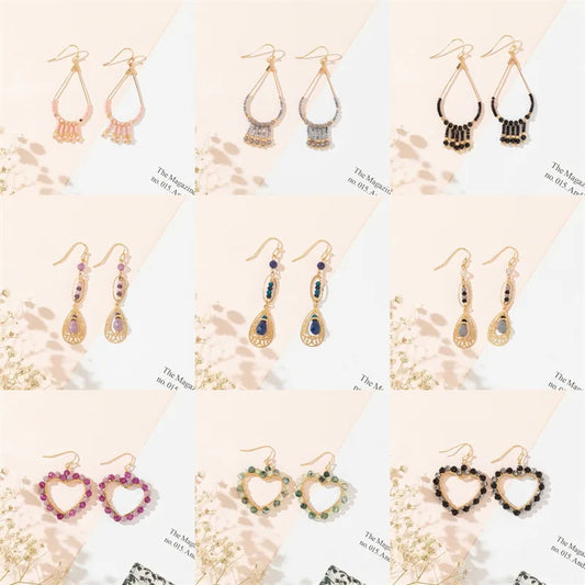 1 Pair Simple Style Commute Water Droplets Heart Shape Hollow Out Inlay Alloy Artificial Crystal Zircon Drop Earrings