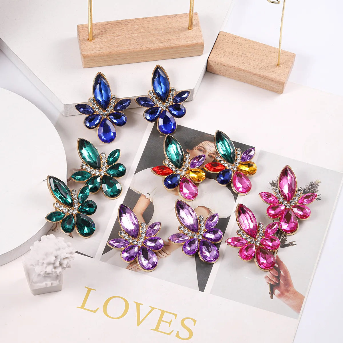 1 Pair Simple Style Commute Water Droplets Plating Inlay Alloy Rhinestones Silver Plated Ear Studs