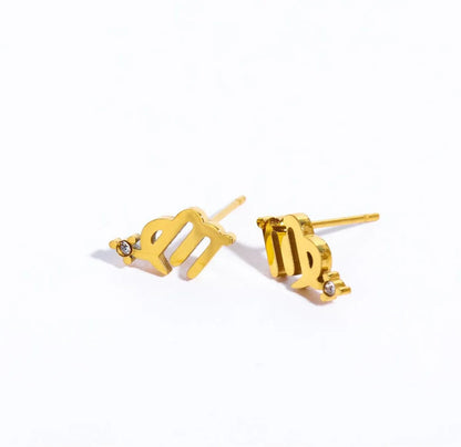 1 Pair Simple Style Constellation Plating 304 Stainless Steel Rhinestones 18K Gold Plated Ear Studs